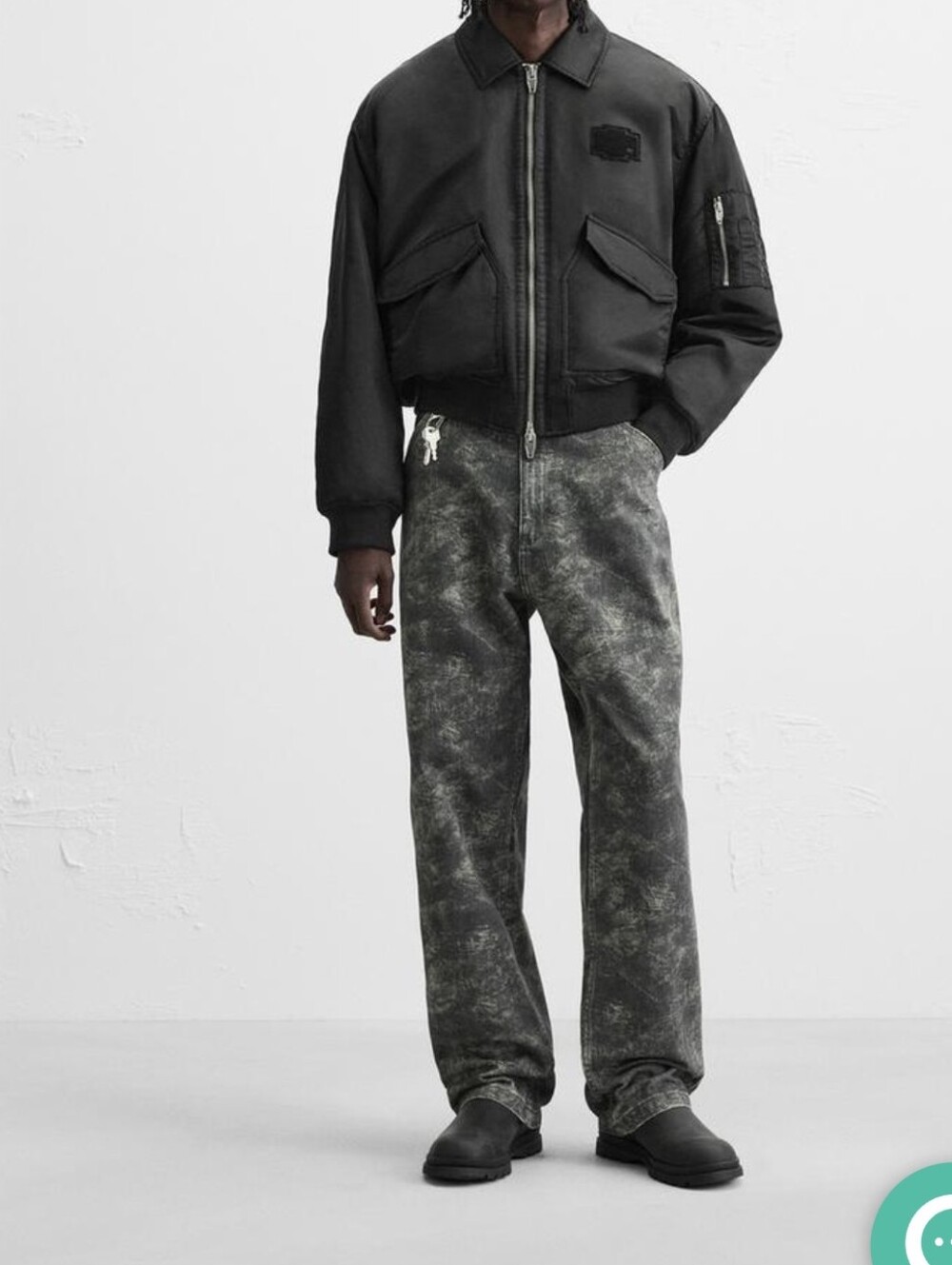 ZARA Men's Washed Black Straight-Leg Pants Jeans